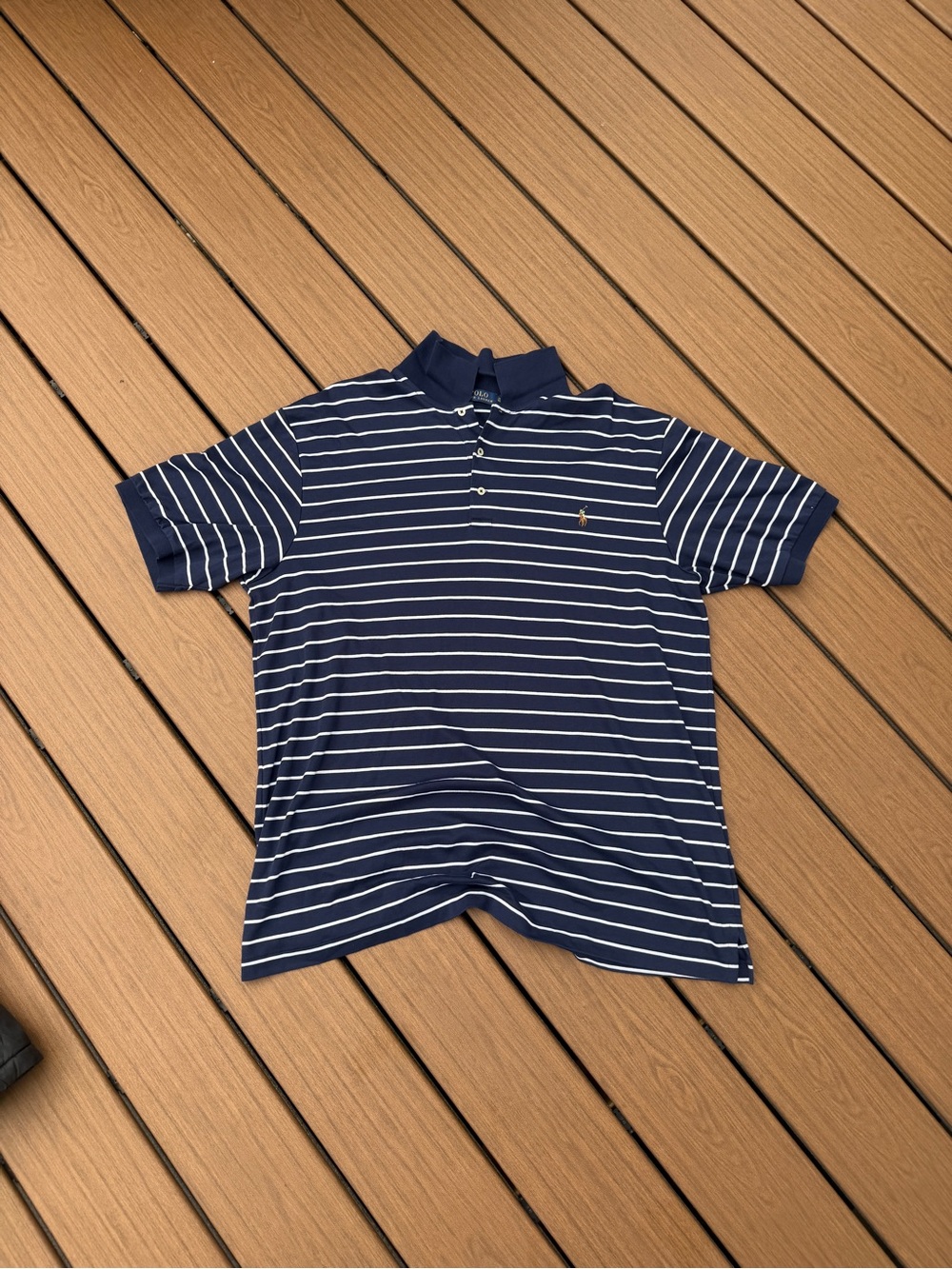 Ralph Lauren Navy & White Striped Polo Shirt